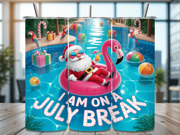 Download Santa on July Break Pool Tumbler Wrap - Pool tumbler Collection