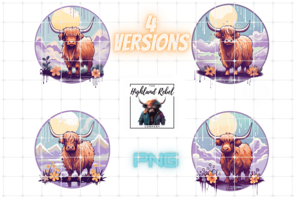 Download Highland Cow Design B, 4 Versions! - Highland cow design Collection