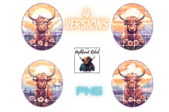 Download Highland Cow Design G, 4 Versions! - Highland cow design Collection
