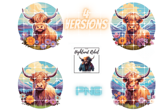 Download Highland Cow Design D, 4 Versions! - Highland cow design Collection