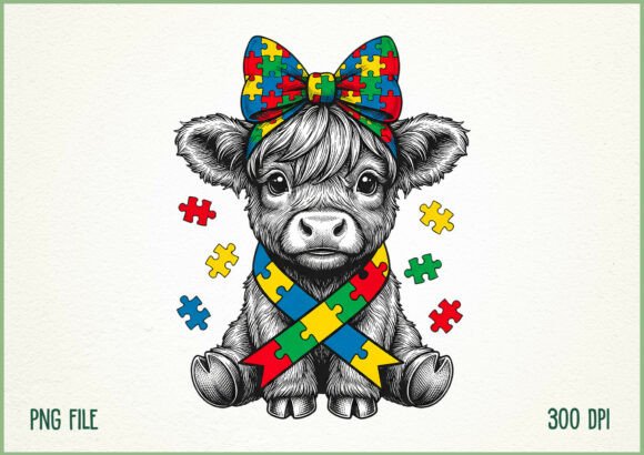 Download Autism Awareness Highland Cow Design - Premium Resources
