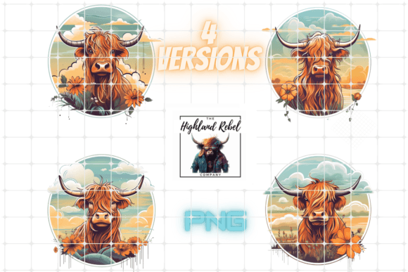 Download Highland Cow Design a, 4 Versions! - Highland cow design Collection