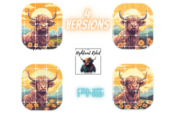 Download Highland Cow Design E, 4 Versions! - Highland cow design Collection
