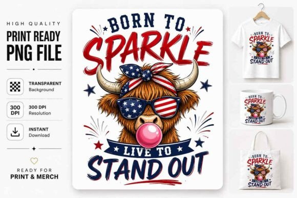 Download Patriotic Highland Cow Design PNG - Highland cow design Collection