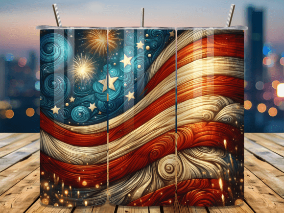 Download Vintage USA Flag Fireworks Tumbler Wrap - Premium Bundle