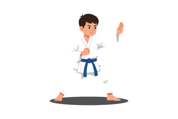 Download Karate Boy in Action Pose Wearing a Whit - Action pose Collection