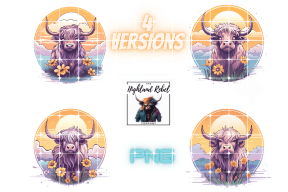 Download Highland Cow Design C, 4 Versions! - Highland cow design Collection