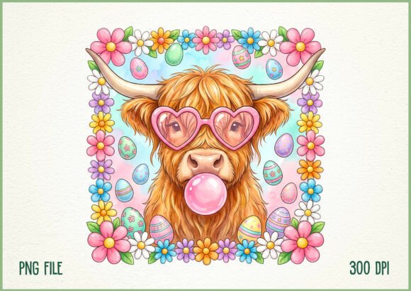 Download Cute Easter Kawaii Highland Cow Design - Premium Resources